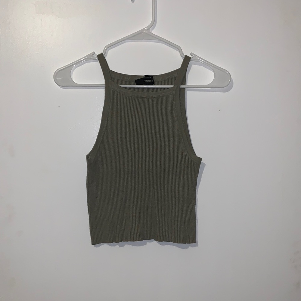 Small Ribbed Green Crop Top